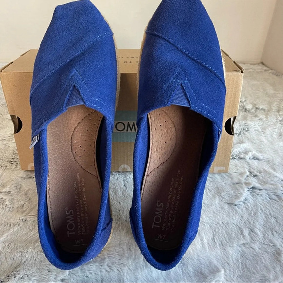 TOMS blue suede Classics w rope sole Women size7 - Picture 16 of 16